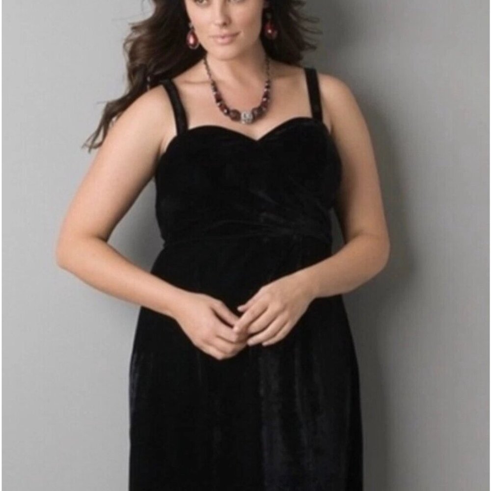 Lane Bryant Womens Black Strapless Velvet Stretch Cocktail Dress Size 14